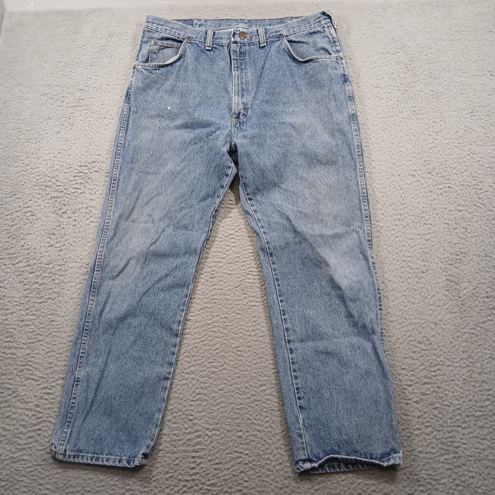 Vintage Wrangler 965AHDY Regular Fit Jeans Men 38x30 Made in USA Light Wash EUC